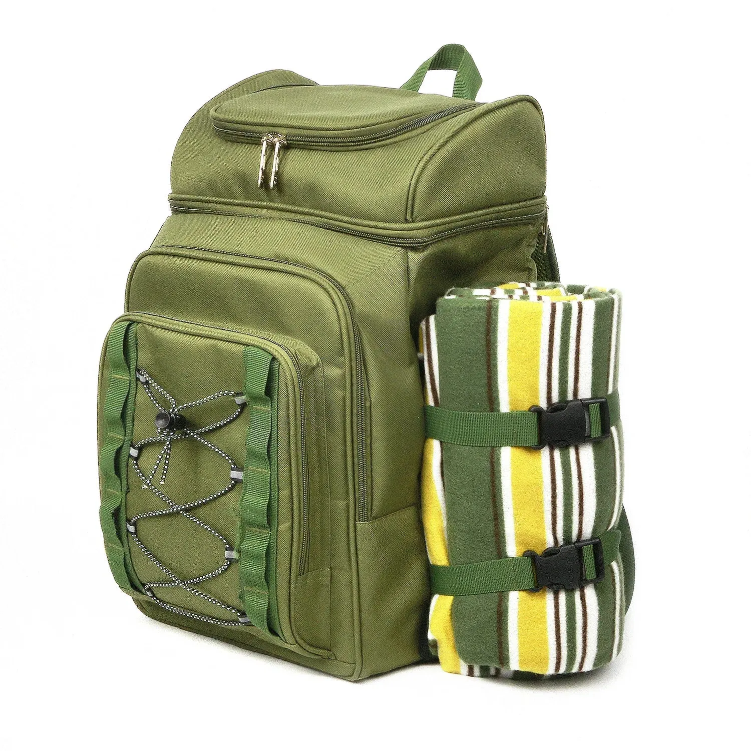 Picnic Basket Backpack with Insulated Cooler for Four