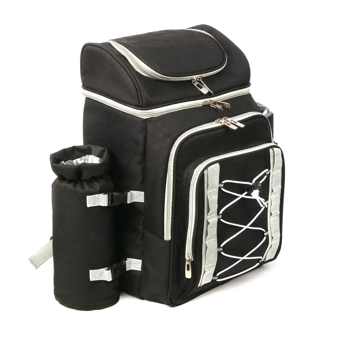 Picnic Basket Backpack with Insulated Cooler for Four