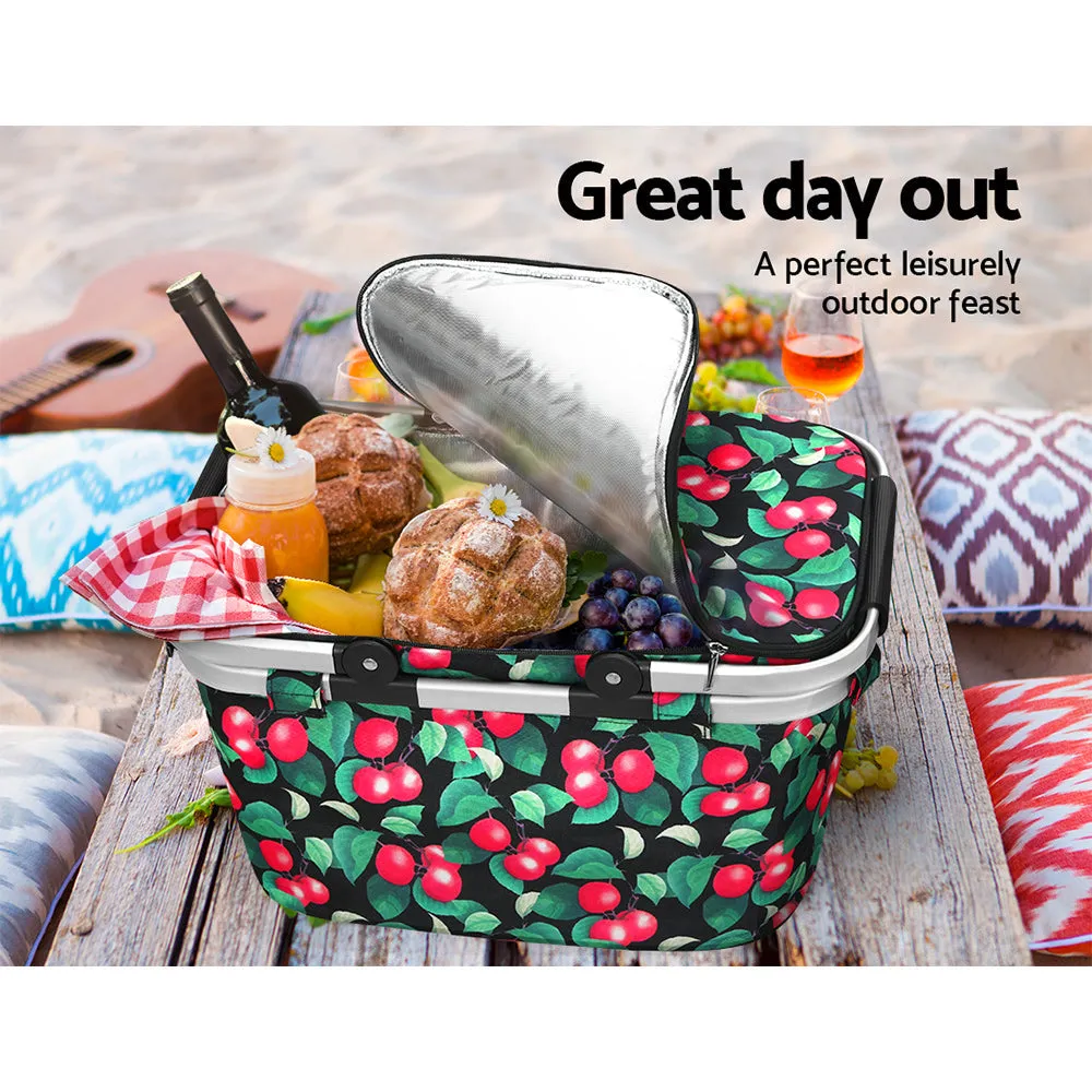Picnic Basket Folding Bag Hamper Insulated Storage Food Cover