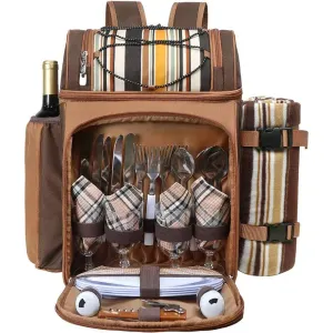 Picnic Set Backpack with Insulated Cooler for Four