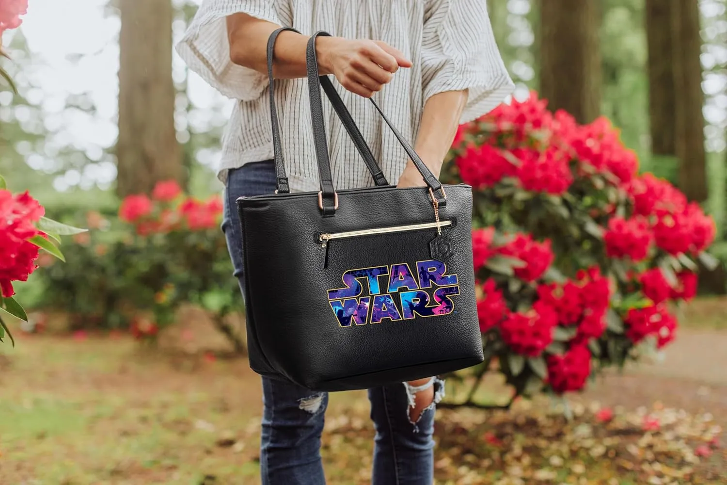 PICNIC TIME Disney Lilo & Stitch Uptown Cooler Tote Bag, Insulated Lunch Bag, Stylish Beach Bag Soft Cooler, (Black)