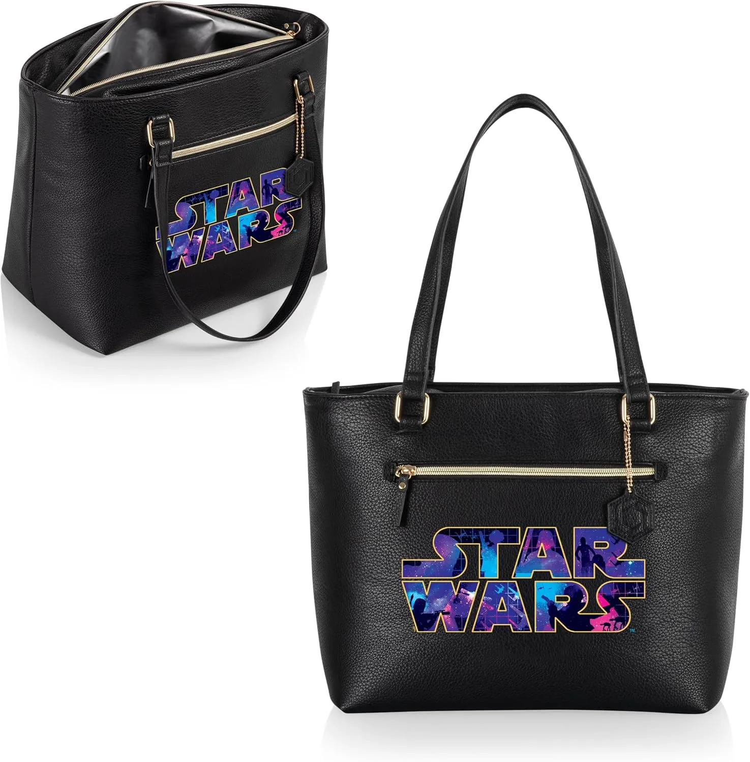 PICNIC TIME Disney Lilo & Stitch Uptown Cooler Tote Bag, Insulated Lunch Bag, Stylish Beach Bag Soft Cooler, (Black)