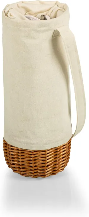 PICNIC TIME Malbec Insulated Canvas and Willow Wine Bottle Basket, Wine Tote, Wine Gift Bag