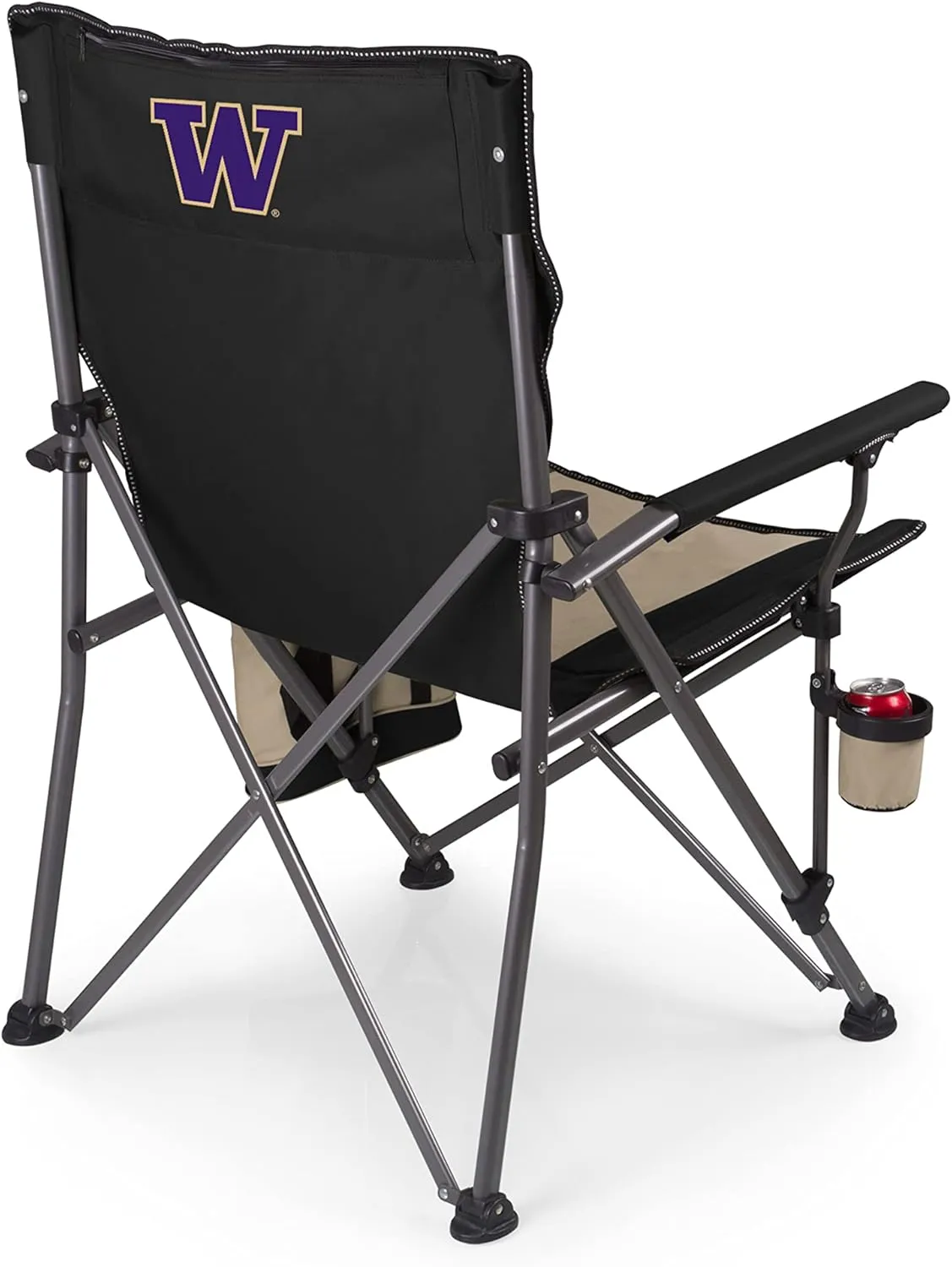 PICNIC TIME NCAA Big Bear XXL Camp Chair with Cooler, Heavy Duty Beach Chair, 500 lb Capacity Camping Chair with Carry Bag, (Black)