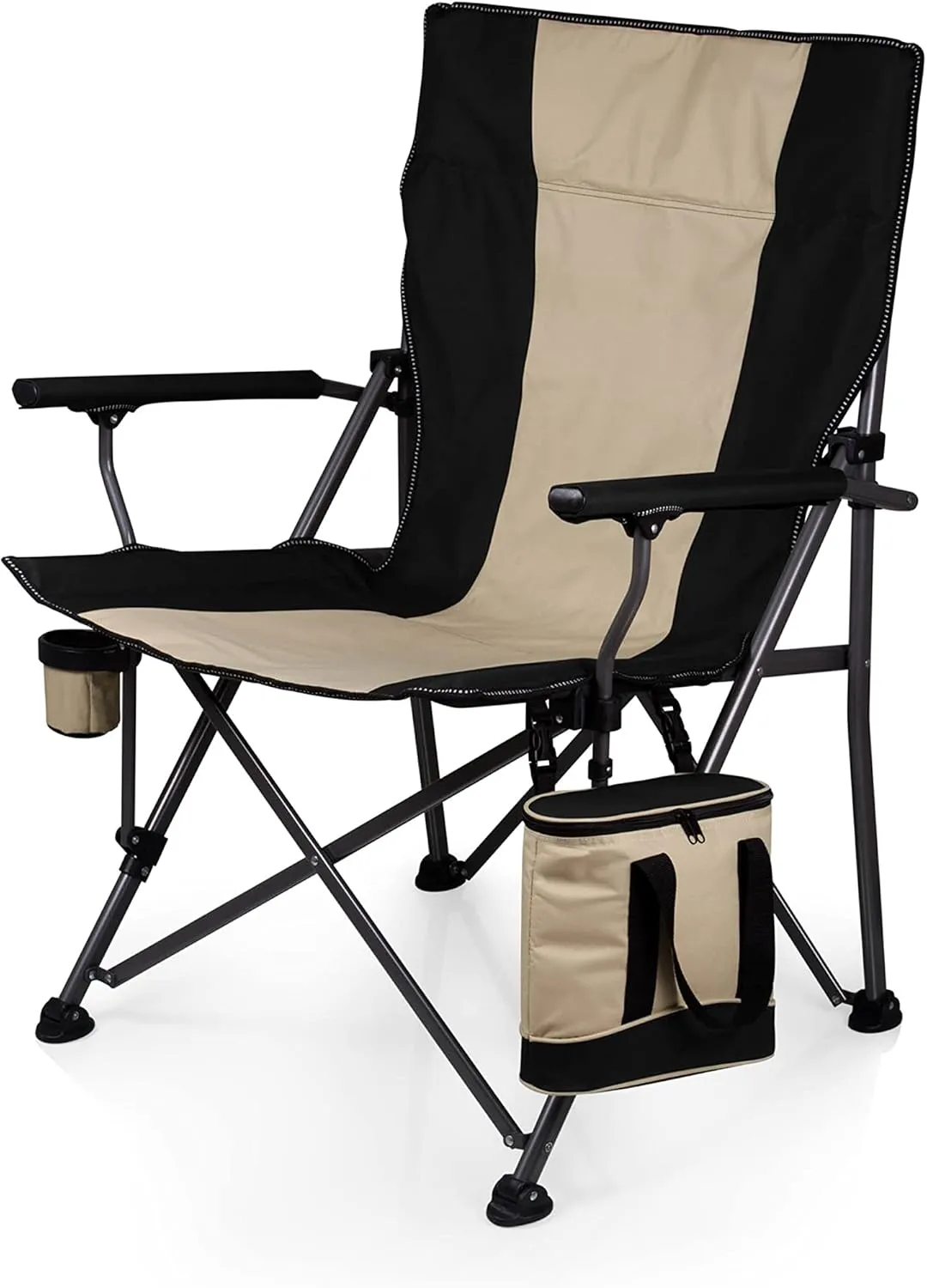 PICNIC TIME NCAA Big Bear XXL Camp Chair with Cooler, Heavy Duty Beach Chair, 500 lb Capacity Camping Chair with Carry Bag, (Black)