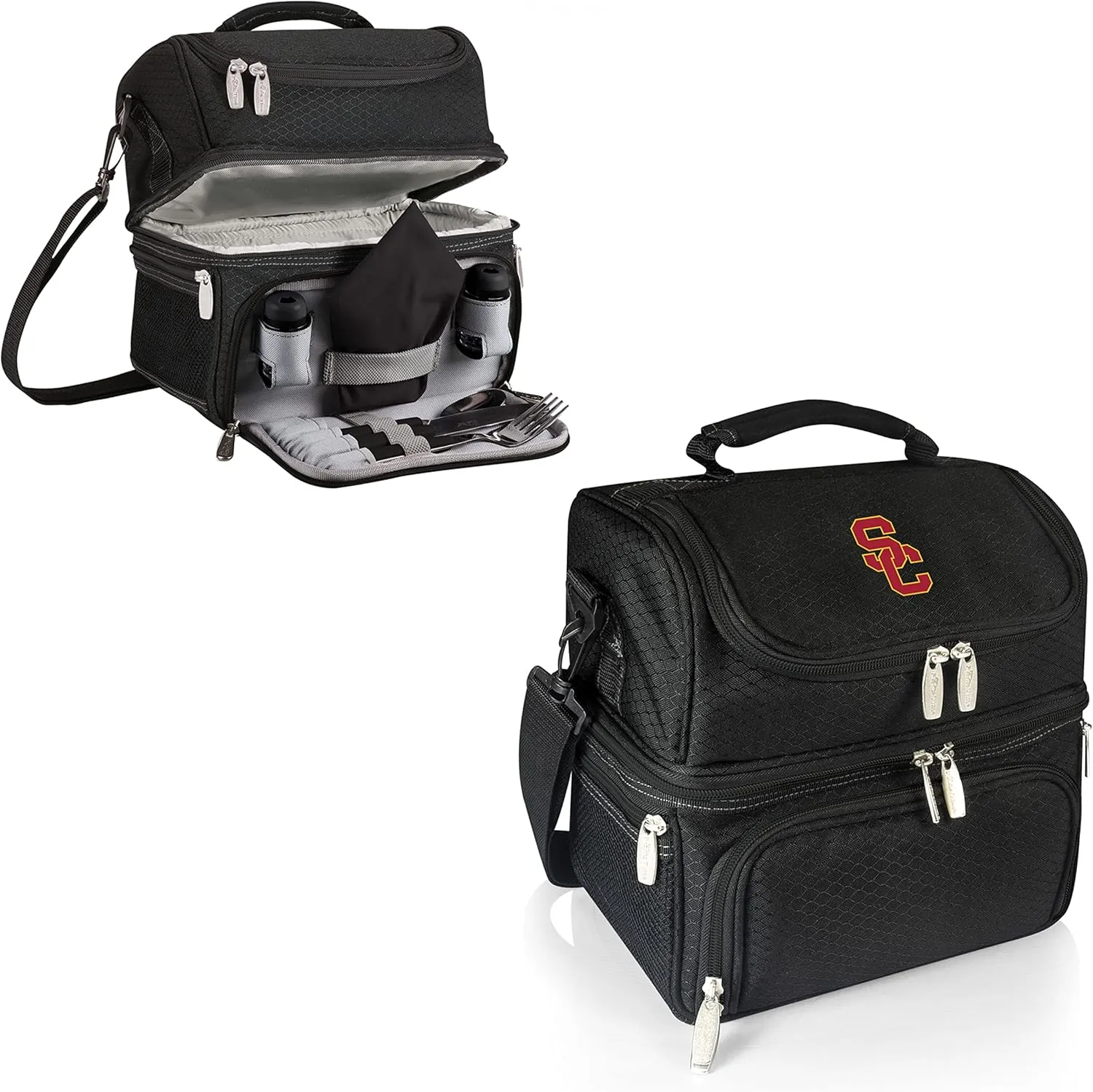PICNIC TIME NCAA Nebraska Cornhuskers Pranzo Lunch Bag - Insulated Lunch Box with Picnic Set - Lunch Cooler Bag