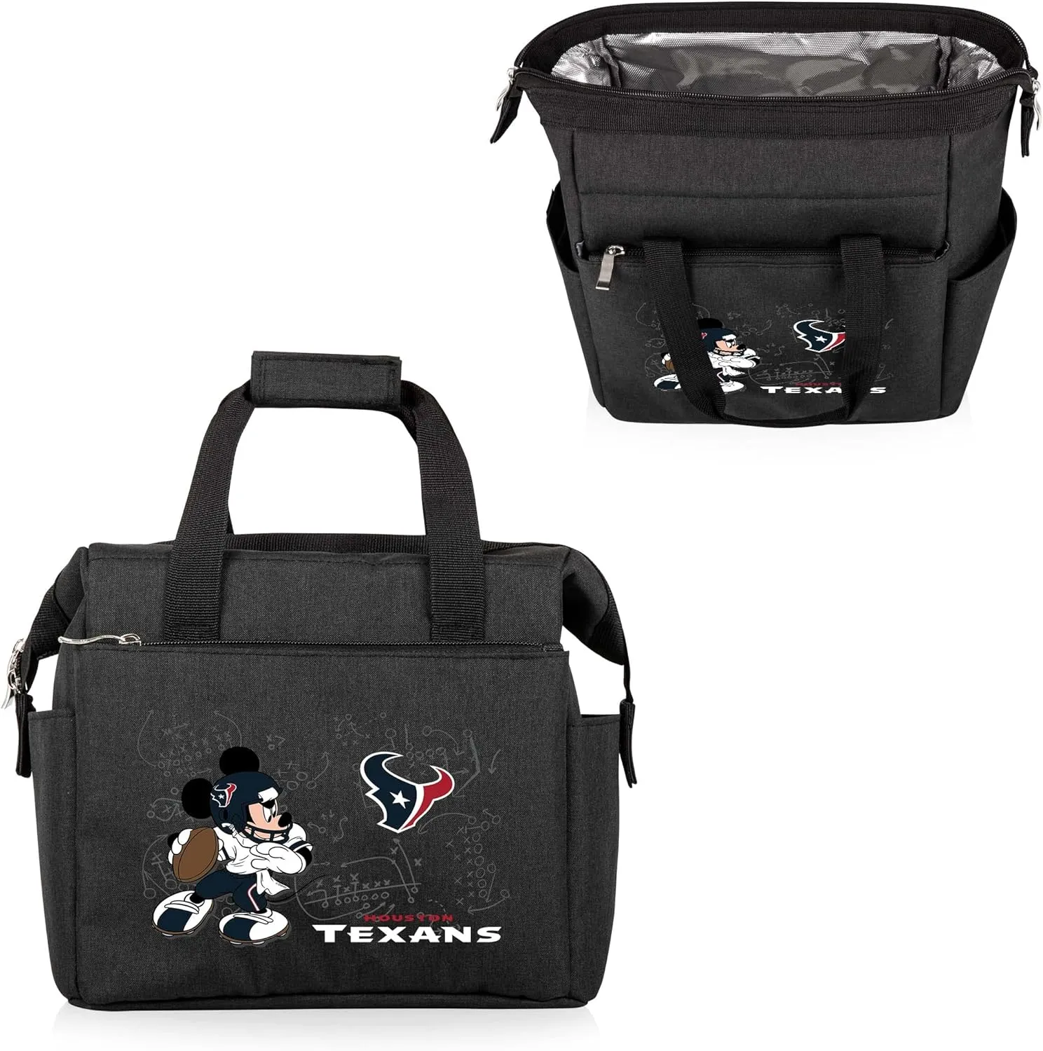 PICNIC TIME NFL Mickey Mouse On The Go Lunch Bag - Soft Cooler Lunch Box - Insulated Lunch Bag, (Black)
