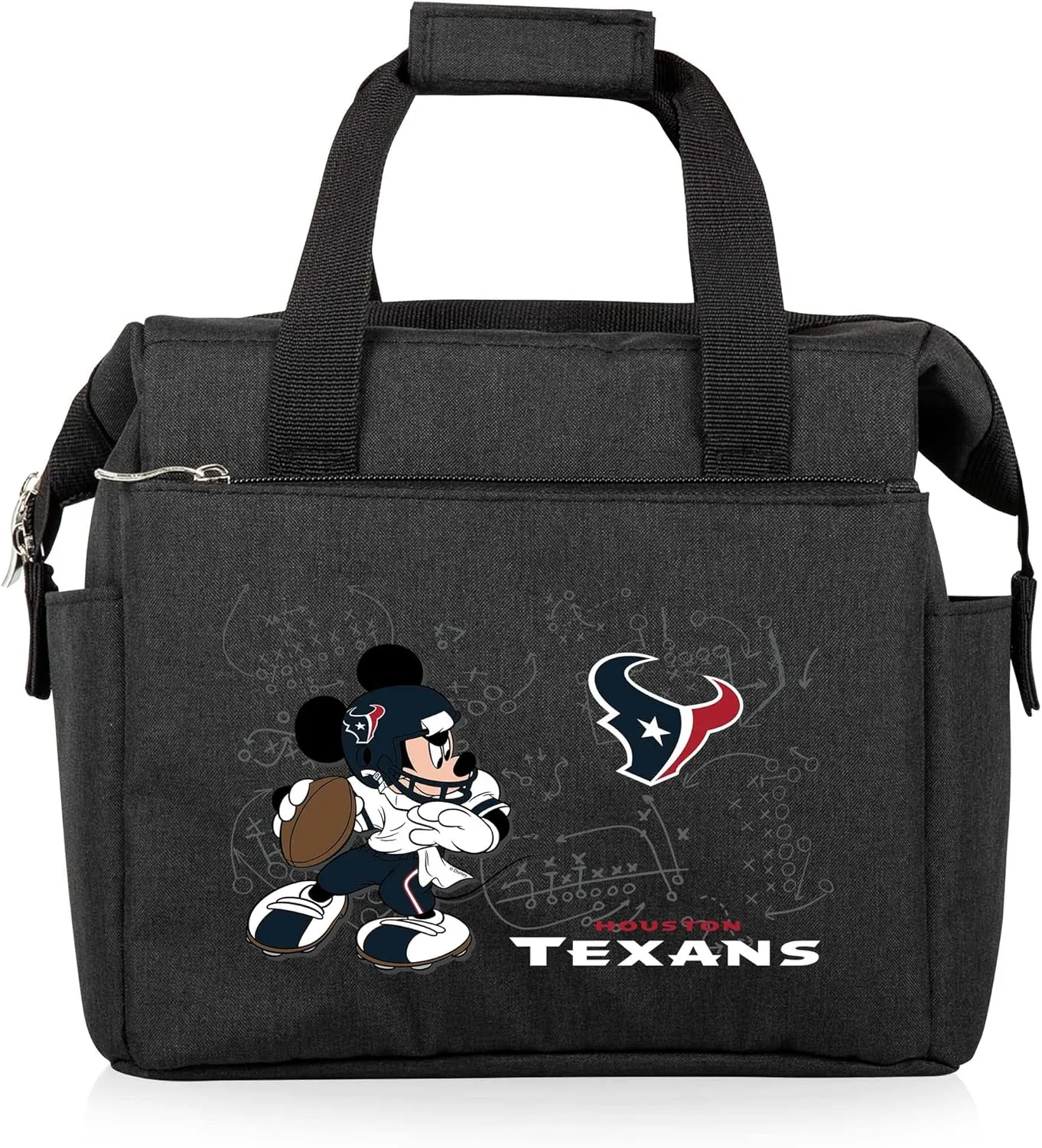 PICNIC TIME NFL Mickey Mouse On The Go Lunch Bag - Soft Cooler Lunch Box - Insulated Lunch Bag, (Black)