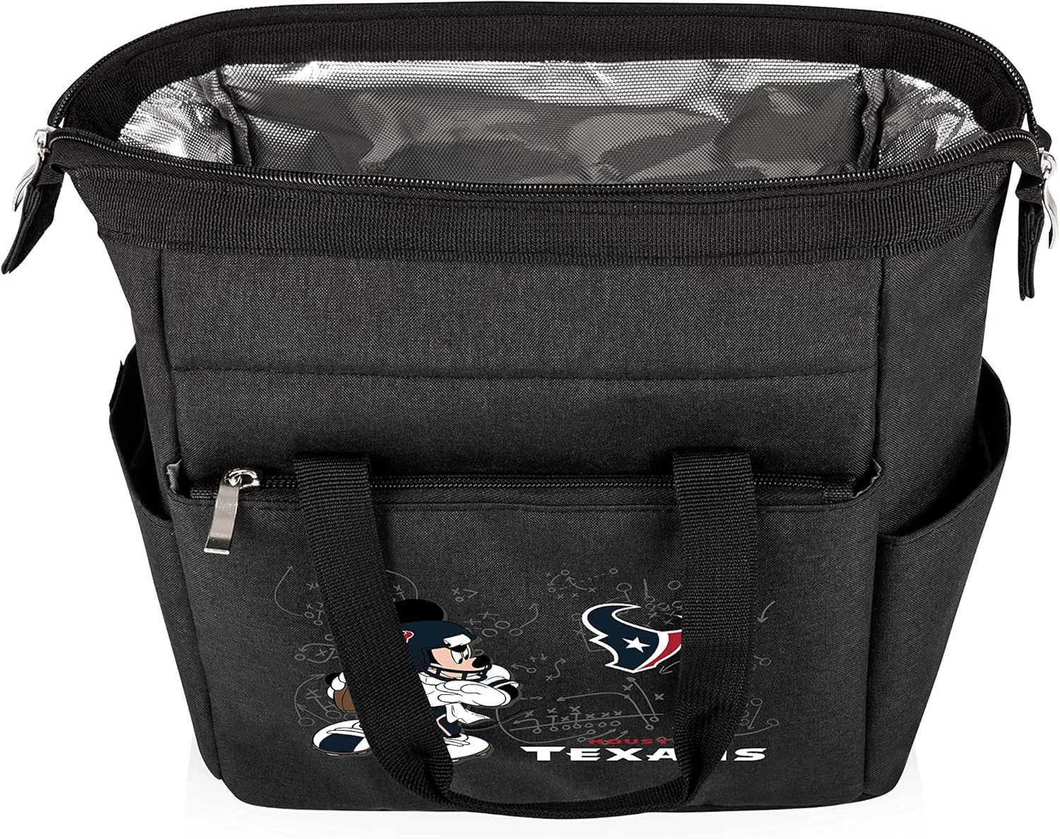 PICNIC TIME NFL Mickey Mouse On The Go Lunch Bag - Soft Cooler Lunch Box - Insulated Lunch Bag, (Black)