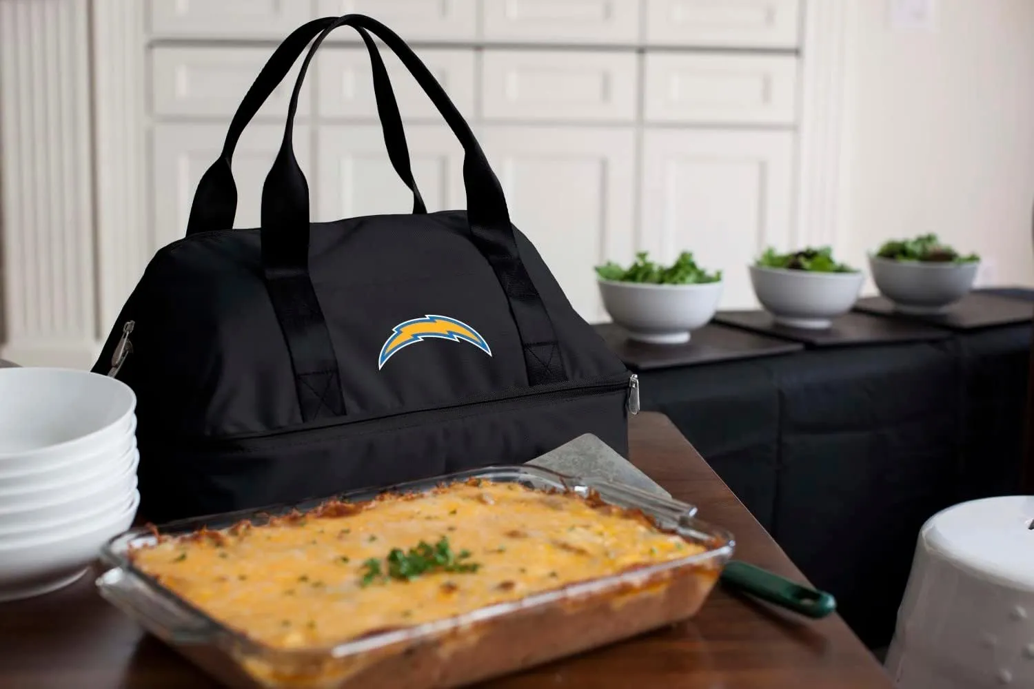 PICNIC TIME NFL Potluck Casserole Carrier, Insulated Thermal Food Carrier, Insulated Casserole Carrier, (Black)