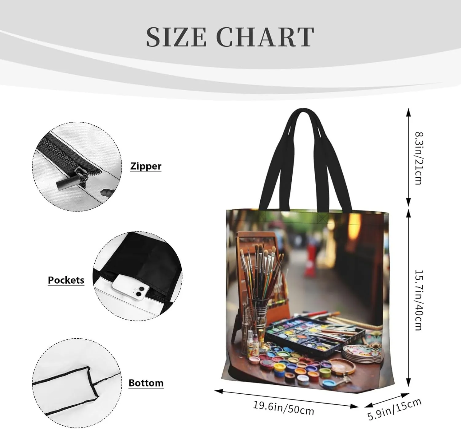 Pigment Print Tote Bag Shoulde Bag Handbag Grocery Bags Reusable For Office Shopping Travel Casual Work Holiday