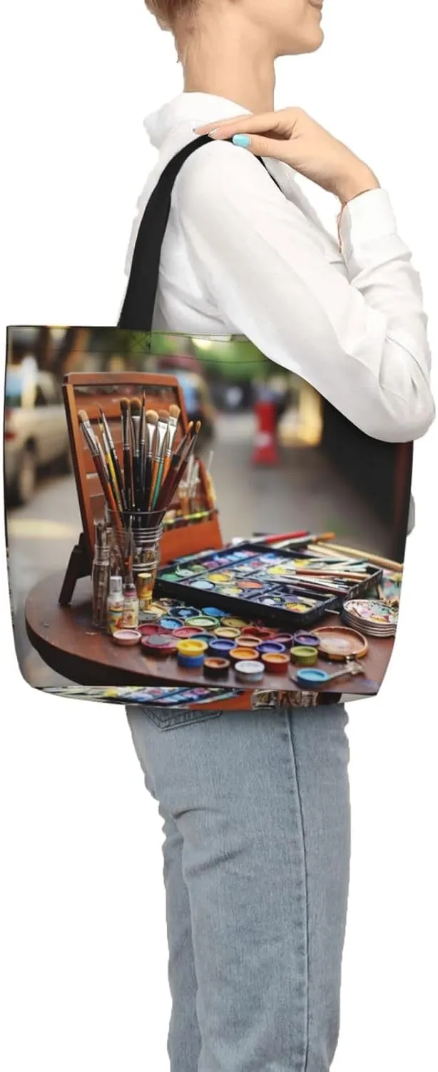 Pigment Print Tote Bag Shoulde Bag Handbag Grocery Bags Reusable For Office Shopping Travel Casual Work Holiday