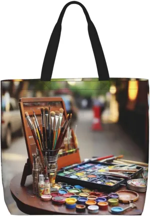 Pigment Print Tote Bag Shoulde Bag Handbag Grocery Bags Reusable For Office Shopping Travel Casual Work Holiday