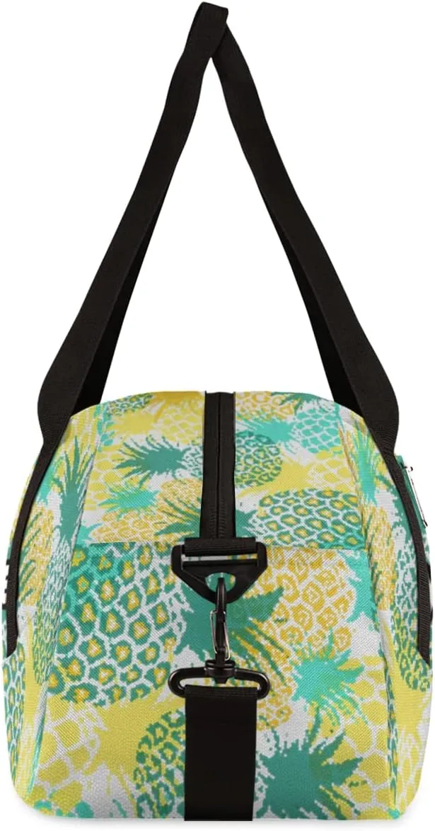 Pineapples Print Personalized Kids Duffel Bag for Girls Boys, Pineapple Debris Custom Name Dance Bag Overnight Small Duffel Bag Carry On Weekend Sports Travel Bag for School Practice Gymnastics Ballet