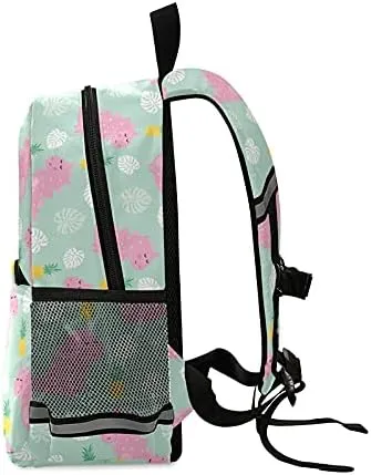 Pink Dinosaur With Pineapple Kids Backpack for Toddlers, Small Backpack for Kids School Travel Bag Picnic Meal Bag for Boys Girls