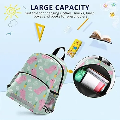 Pink Dinosaur With Pineapple Kids Backpack for Toddlers, Small Backpack for Kids School Travel Bag Picnic Meal Bag for Boys Girls