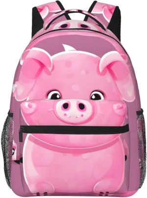 Pinks Cute Pigs Print Laptop Backpack Stylish Bookbag College Daypack Travel Business Work Bag For Men Women