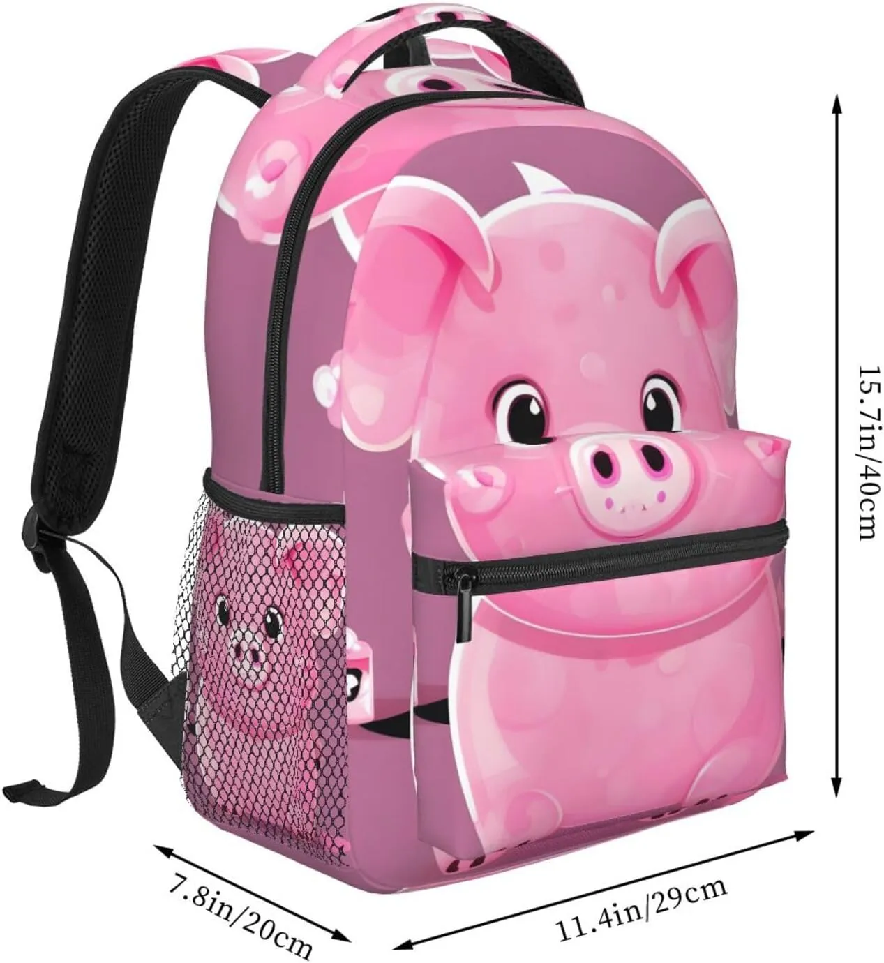 Pinks Cute Pigs Print Laptop Backpack Stylish Bookbag College Daypack Travel Business Work Bag For Men Women