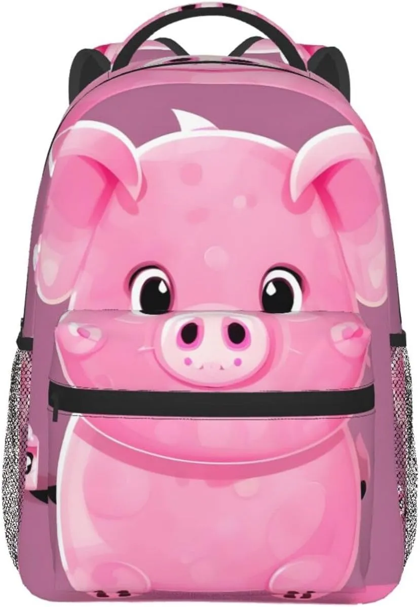 Pinks Cute Pigs Print Laptop Backpack Stylish Bookbag College Daypack Travel Business Work Bag For Men Women