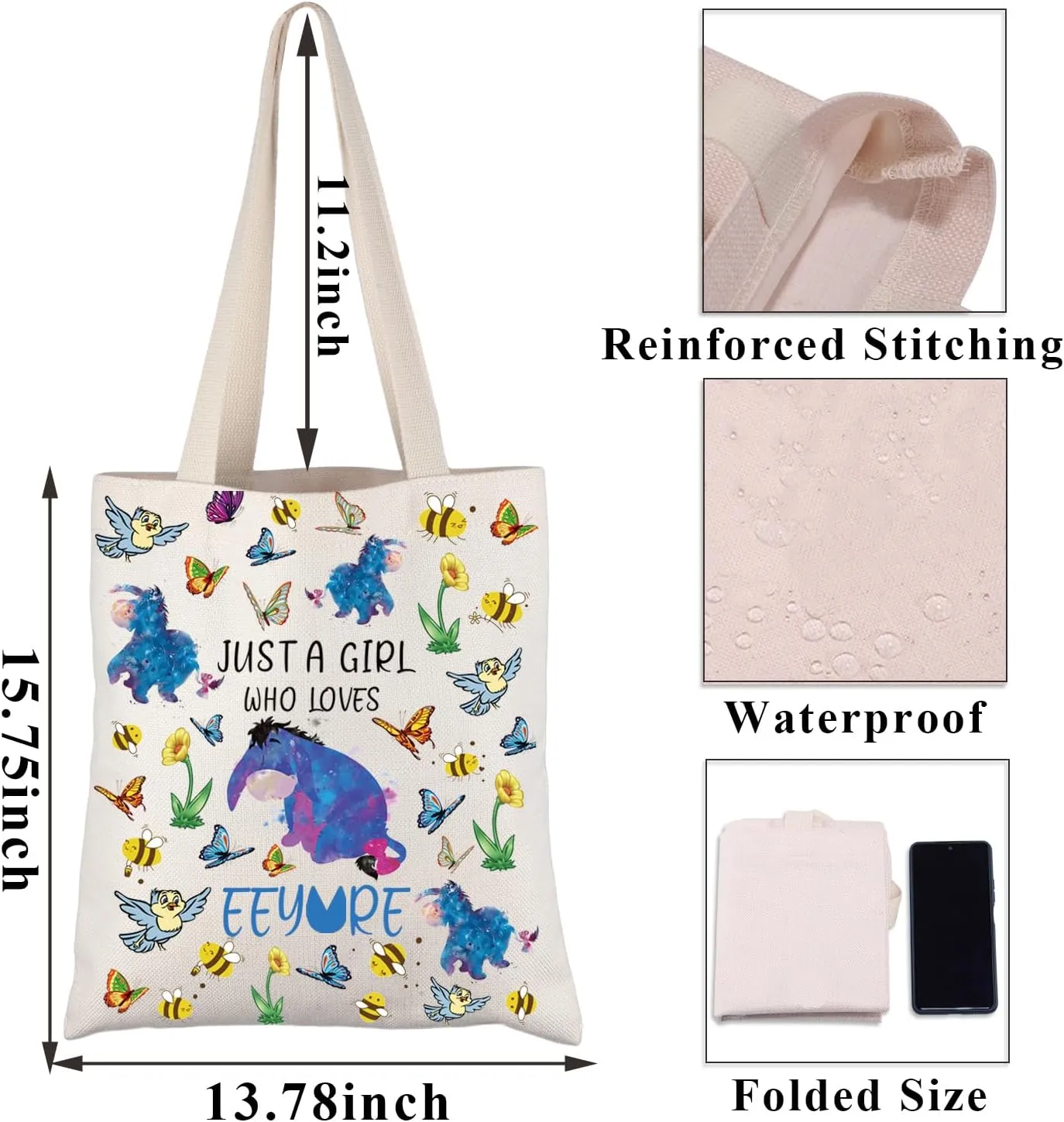 PLITI Donkey Tote Bag - Donkey Lover Gift - Cartoon Character