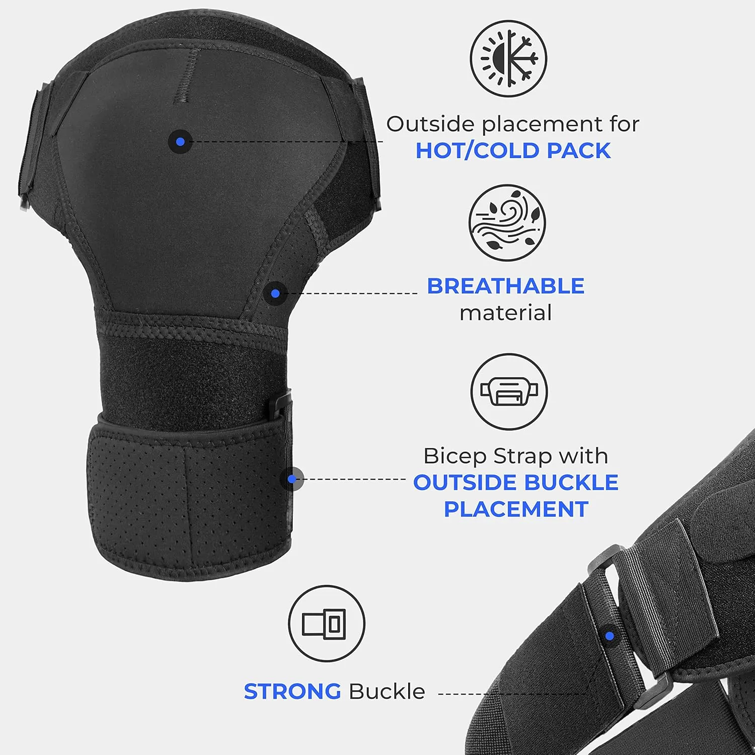 POAGL Shoulder Brace for Men Both Left and Right Arm | Pain Relief Torn Rotator Cuff Compression Support Sleeve Dislocation Stability Immobilizer Stabilizer Bursitis Injury (Black, X-Small)