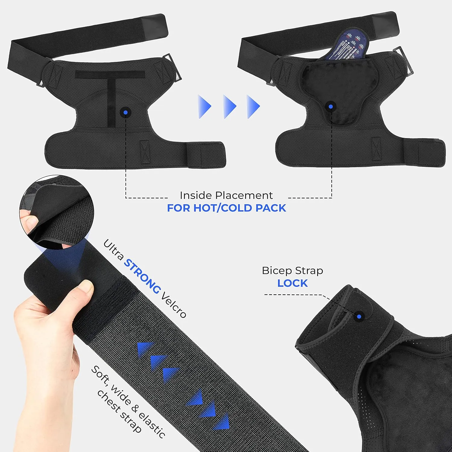 POAGL Shoulder Brace for Men Both Left and Right Arm | Pain Relief Torn Rotator Cuff Compression Support Sleeve Dislocation Stability Immobilizer Stabilizer Bursitis Injury (Black, X-Small)
