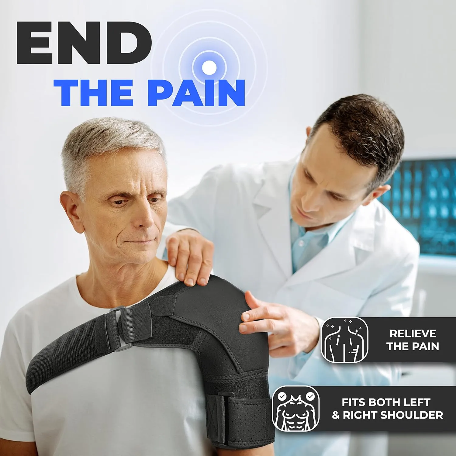 POAGL Shoulder Brace for Men Both Left and Right Arm | Pain Relief Torn Rotator Cuff Compression Support Sleeve Dislocation Stability Immobilizer Stabilizer Bursitis Injury (Black, X-Small)