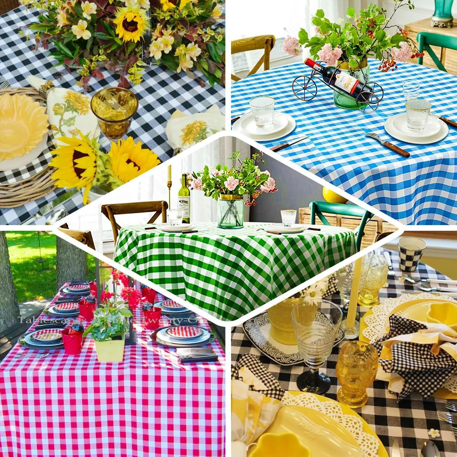 Polyester 54"x54" Square Tablecloth White/Sage Green - Checkered Buffalo Plaid Design for Casual Table Settings