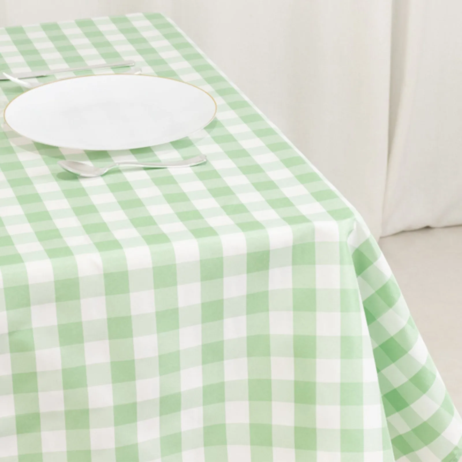 Polyester 54"x54" Square Tablecloth White/Sage Green - Checkered Buffalo Plaid Design for Casual Table Settings