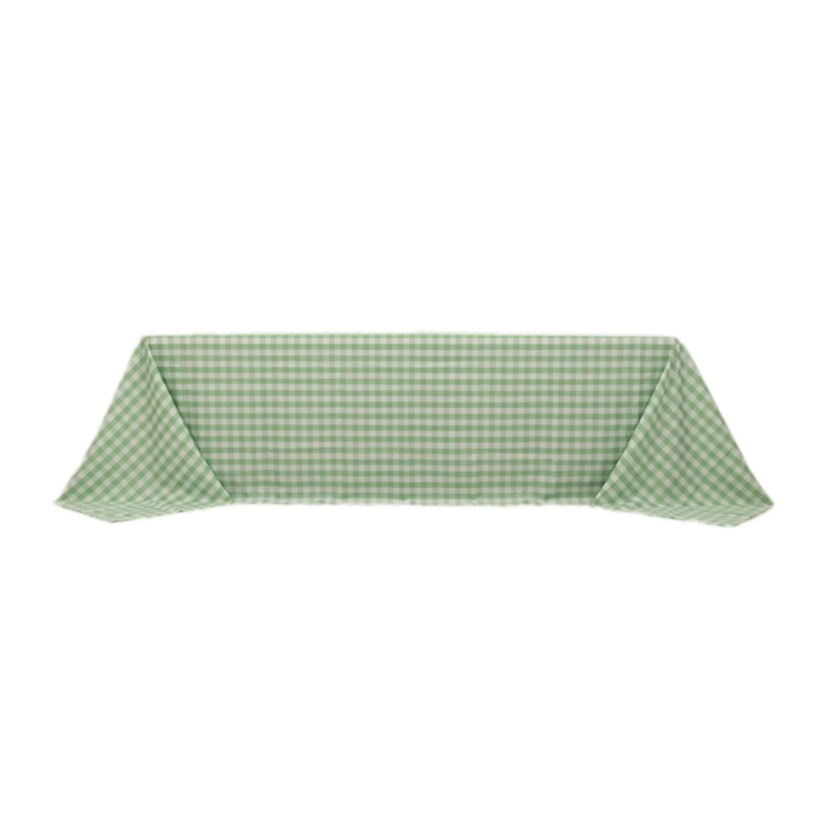 Polyester 90"x156" Rectangle Tablecloth White/Sage Green - Seamless Checkered Buffalo Plaid Table Cover
