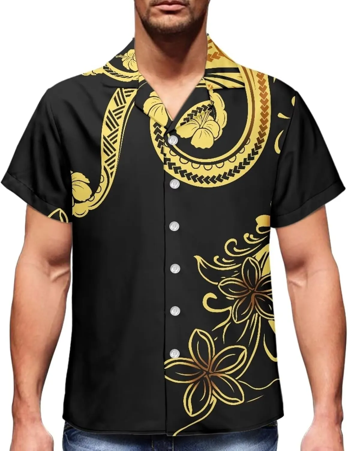Polynesian Couple Matching Hawaiian Luau Party Outfit Set Polynesian Samoan Puletasi Print Dress and Men's Shirt