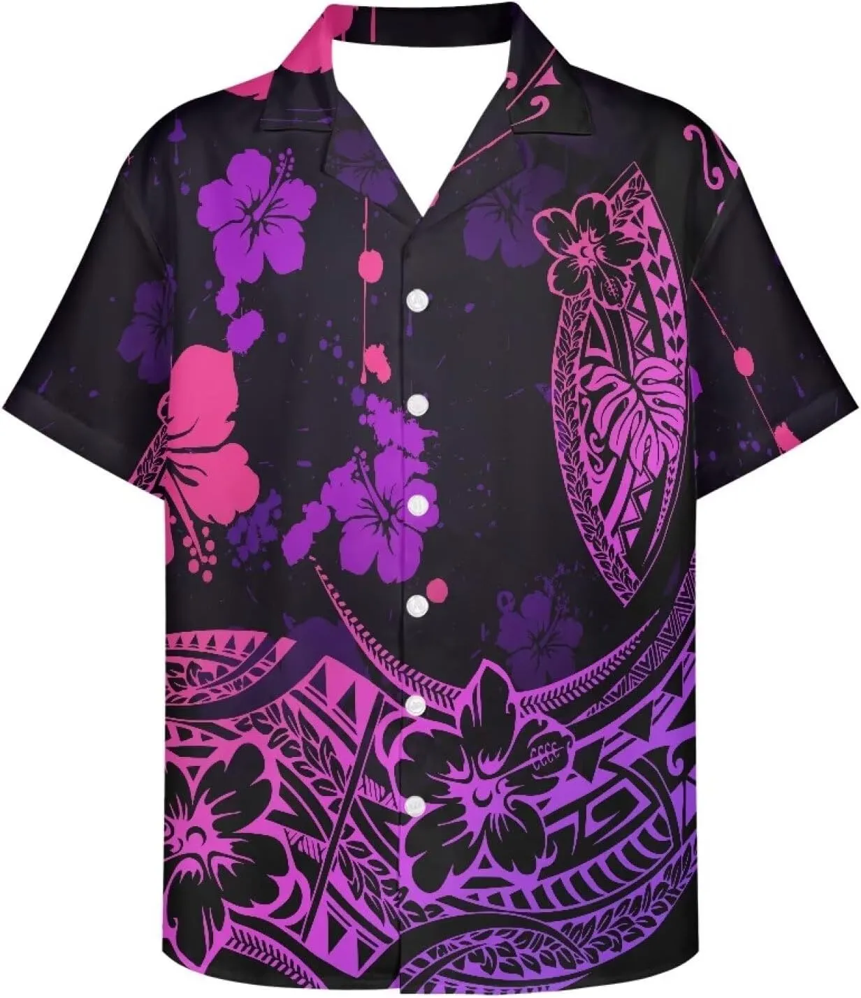 Polynesian Couple Matching Hawaiian Luau Party Outfit Set Polynesian Samoan Puletasi Print Dress and Men's Shirt
