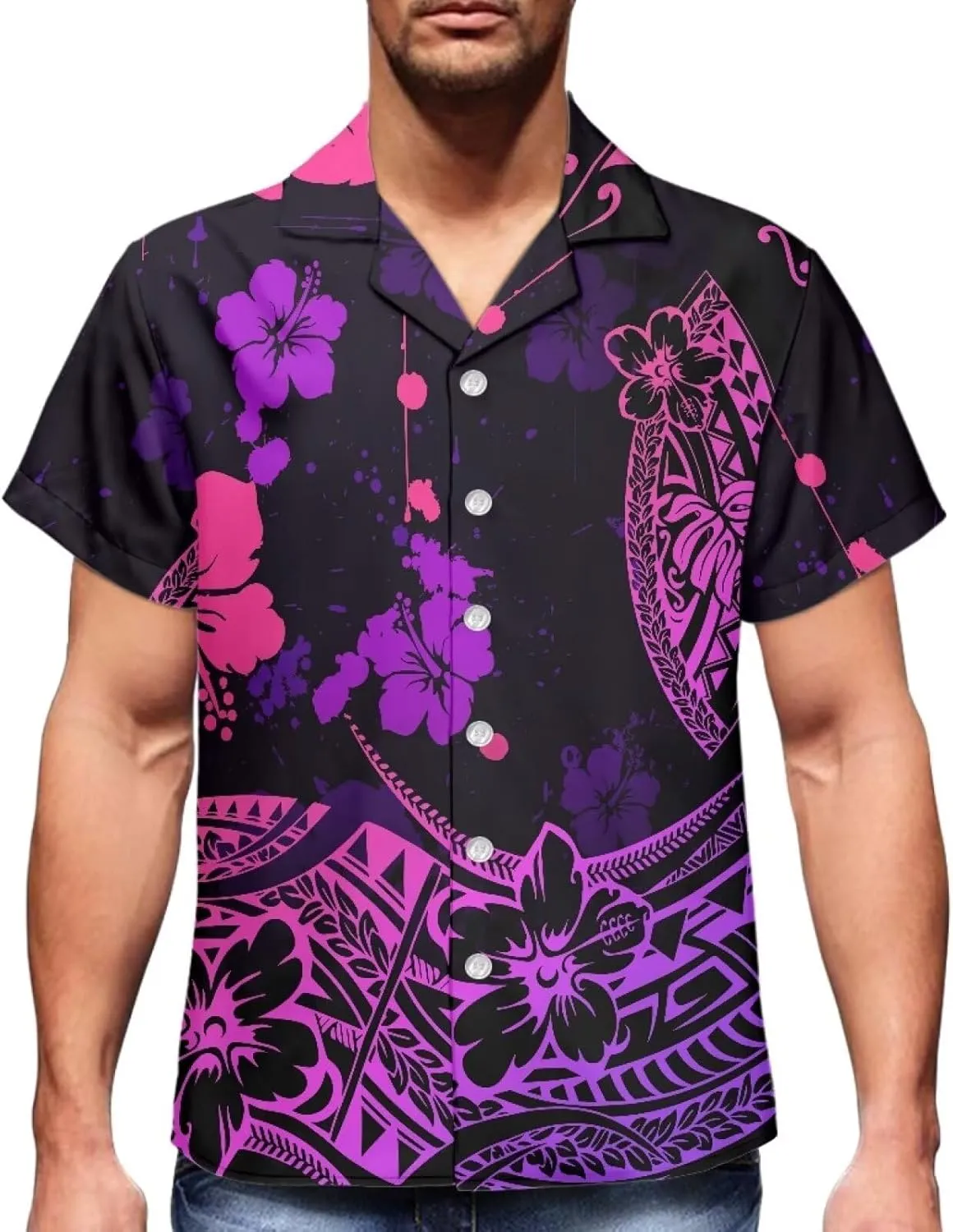 Polynesian Couple Matching Hawaiian Luau Party Outfit Set Polynesian Samoan Puletasi Print Dress and Men's Shirt