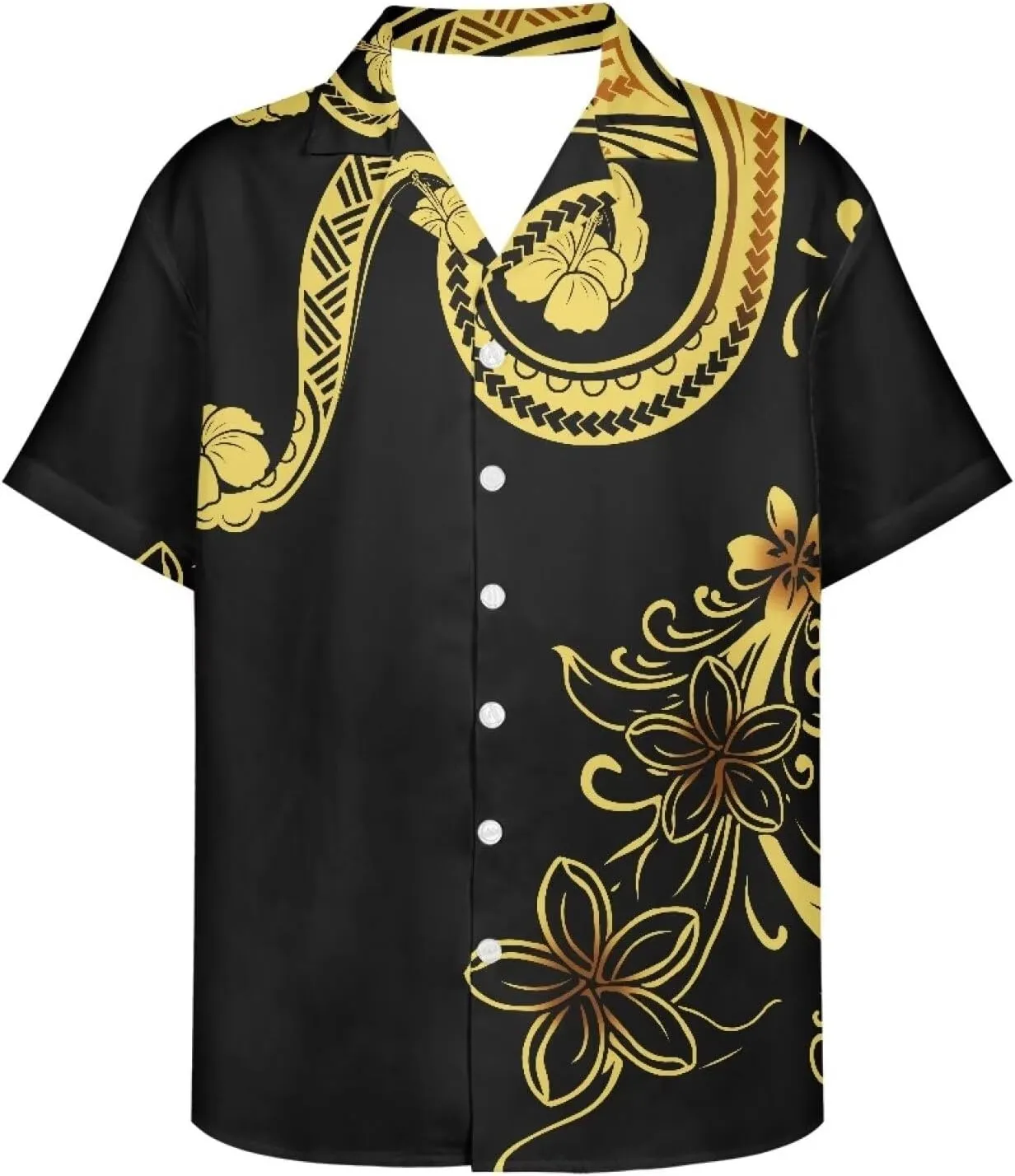 Polynesian Couple Matching Hawaiian Luau Party Outfit Set Polynesian Samoan Puletasi Print Dress and Men's Shirt