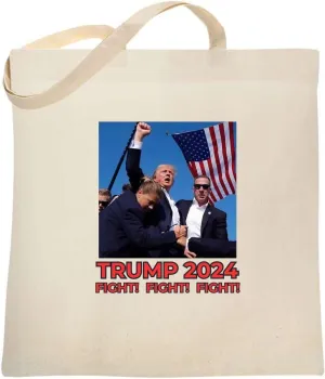 Pop Threads Donald Trump Rally Picture FIGHT MAGA President Canvas Tote Bag