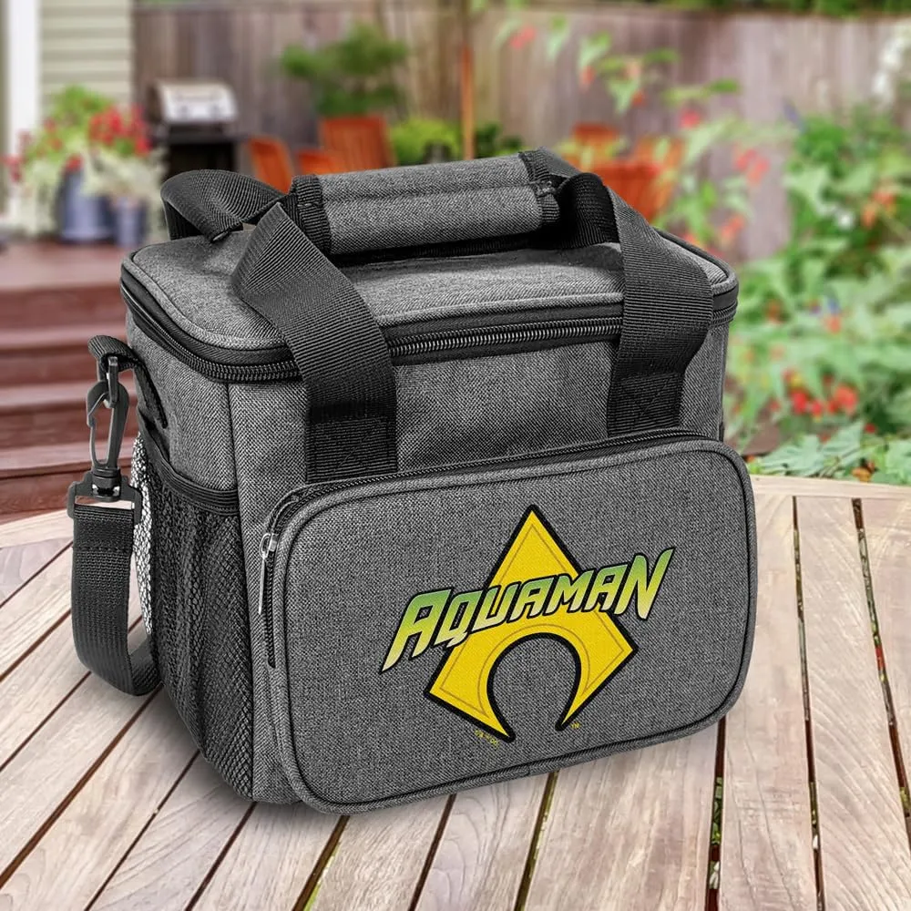 Popfunk Aquaman Logo Soft Insulated Cooler Bag, Large Lunch Bag, Lightweight, Thermal and Reusable for Office, Picnic, Beach