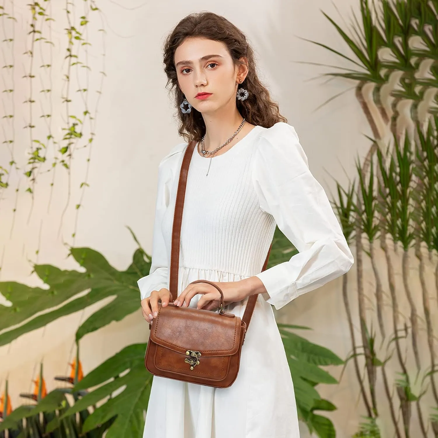 PORRASSO Crossbody Bag Women Shoulder Bag Vintage Saddle Handbags Satchel