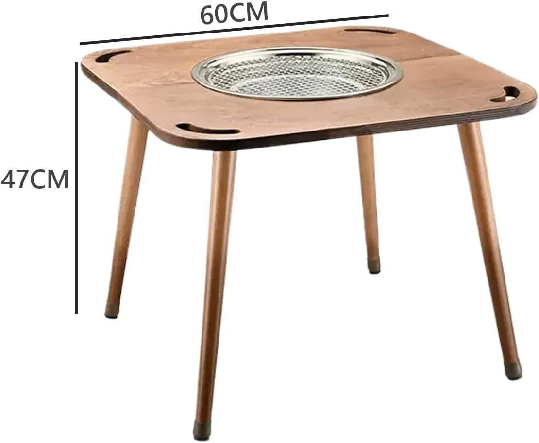 Portable Grill Tables for Outside, Thermal Insulation Basin Multi-Purpose More Stable, Camping Kitchen Table, Picnic Table, for BBQ, Picnics, Cooking(60 * 60CM)