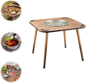 Portable Grill Tables for Outside, Thermal Insulation Basin Multi-Purpose More Stable, Camping Kitchen Table, Picnic Table, for BBQ, Picnics, Cooking(60 * 60CM)