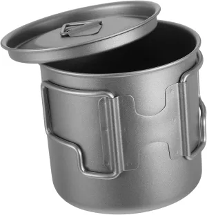 Portable Titanium Outdoor Mug with Foldable Handle Reusable Camping Drinkware for Quick Heating for Hiking Travel and Office Use Includes Storage Bag
