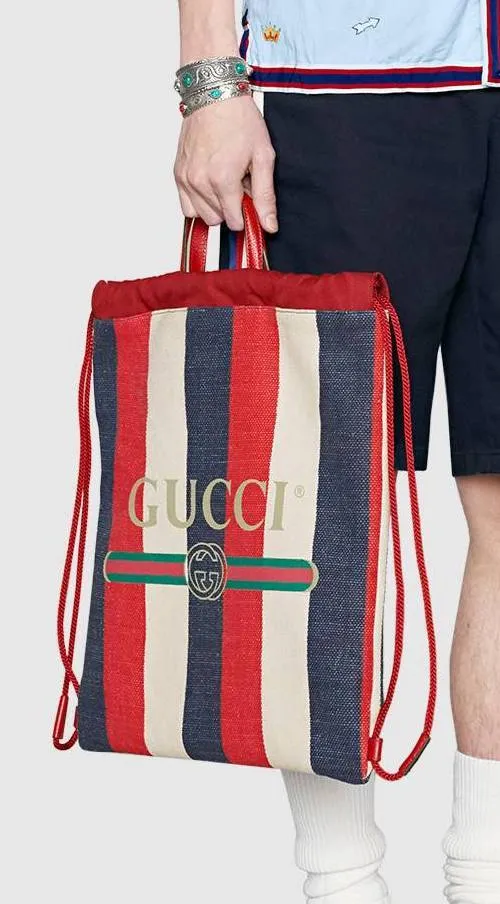 Print Medium Drawstring Backpack