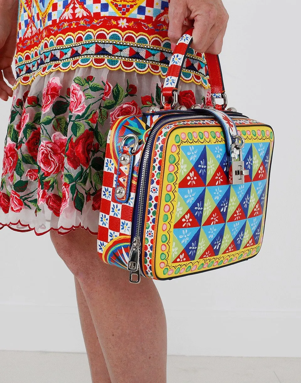 Printed Textured-Leather Shoulder Bag