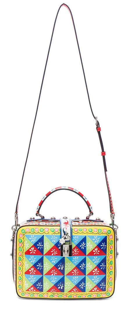 Printed Textured-Leather Shoulder Bag