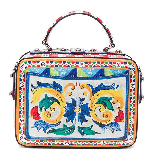 Printed Textured-Leather Shoulder Bag