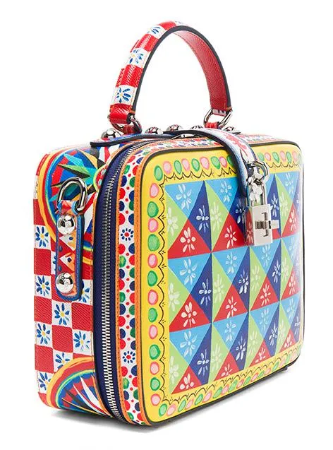 Printed Textured-Leather Shoulder Bag