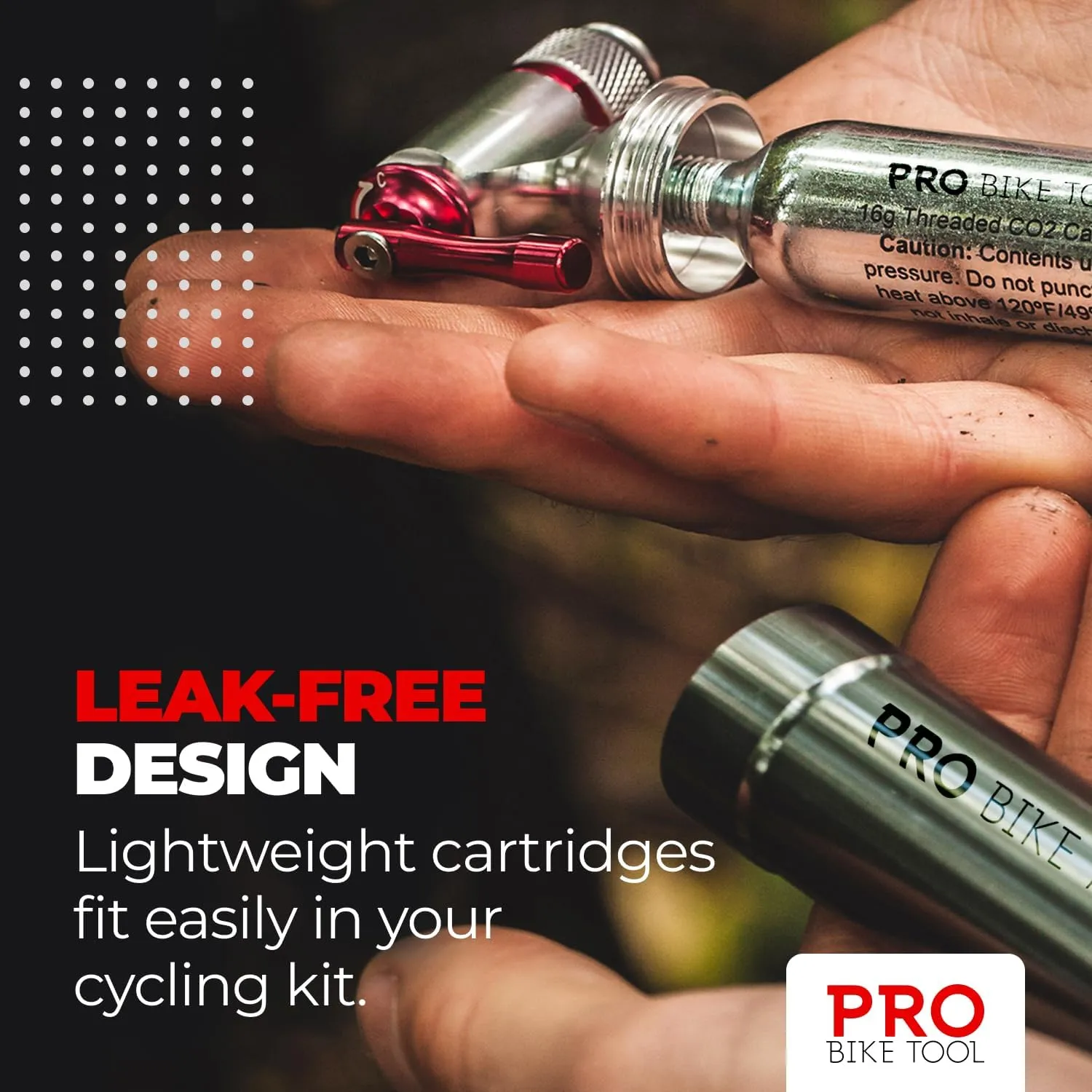 PRO BIKE TOOL CO2 Cartridges - Threaded CO2 Canisters for Bike Tires - Quick Inflation for Road, MTB, Cyclocross, Gravel, Hybrid Bikes - Portable, Durable, Essential for On-The-Go Repairs
