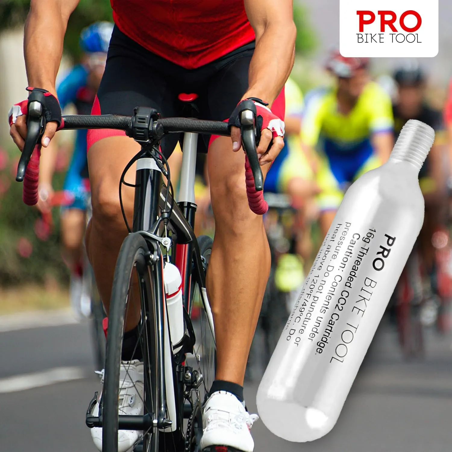 PRO BIKE TOOL CO2 Cartridges - Threaded CO2 Canisters for Bike Tires - Quick Inflation for Road, MTB, Cyclocross, Gravel, Hybrid Bikes - Portable, Durable, Essential for On-The-Go Repairs