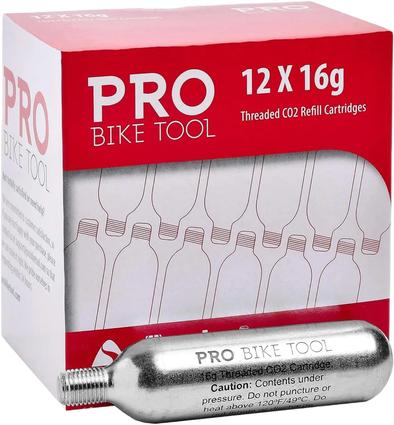 PRO BIKE TOOL CO2 Cartridges - Threaded CO2 Canisters for Bike Tires - Quick Inflation for Road, MTB, Cyclocross, Gravel, Hybrid Bikes - Portable, Durable, Essential for On-The-Go Repairs
