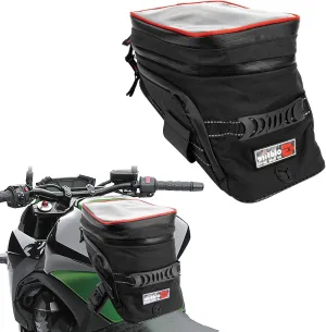 PSLER Motorcycle Tank Bag,Gas Oil Fuel Tank Bag,Waterproof Saddle Bag Reflective Shoulder Bag,2022 Upgraded (Red)