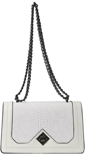 PU Leather Snakeskin Print Crossbody Chain Shoulder Bag, Fashion-Retro Women's Bag, Shoulder Bag (White)